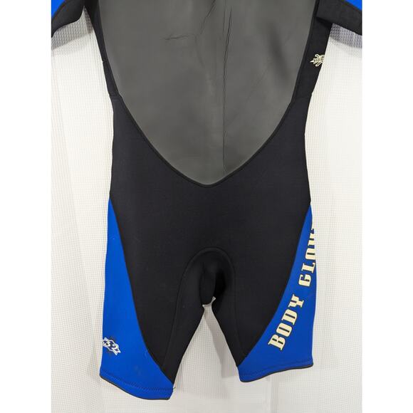 BODY GLOVE! SONIC BLACK, MARINE BLUE SHORT SLEEVE SHORTIE 3 MIL WETSUIT! SZ XL - Picture 4 of 11